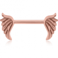 ROSE GOLD PVD COATED SURGICAL STEEL NIPPLE BAR - WINGS