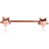 ROSE GOLD PVD COATED SURGICAL STEEL NIPPLE BAR - STARS