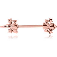 ROSE GOLD PVD COATED SURGICAL STEEL NIPPLE BAR - LIZARD PIERCING