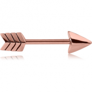 ROSE GOLD PVD COATED SURGICAL STEEL NIPPLE BAR-ARROW