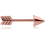 ROSE GOLD PVD COATED SURGICAL STEEL NIPPLE BAR-ARROW PIERCING