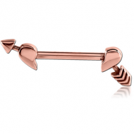 ROSE GOLD PVD COATED SURGICAL STEEL NIPPLE SHIELD - BROKEN HEART WITH ARROW