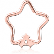 ROSE GOLD PVD COATED SURGICAL STEEL OPEN STAR SEAMLESS RING - TRIPLE STAR