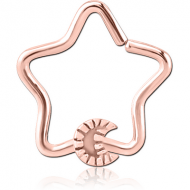 ROSE GOLD PVD COATED SURGICAL STEEL OPEN STAR SEAMLESS RING - CRESCENT PIERCING