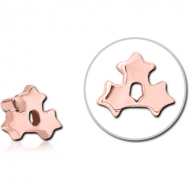 ROSE GOLD PVD COATED SURGICAL STEEL PUSH FIT ATTACHMENT FOR BIOFLEX INTERNAL LABRET - TRIPLE STAR PIERCING