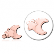 ROSE GOLD PVD COATED SURGICAL STEEL PUSH FIT ATTACHMENT FOR BIOFLEX INTERNAL LABRET - CRESCENT AND STAR PIERCING