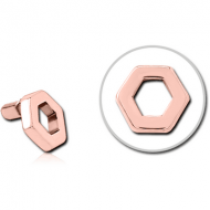 ROSE GOLD PVD COATED SURGICAL STEEL PUSH FIT ATTACHMENT FOR BIOFLEX INTERNAL LABRET - HEXAGON PIERCING