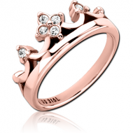 ROSE GOLD PVD COATED SURGICAL STEEL JEWELLED RING - CROWN