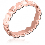 ROSE GOLD PVD COATED SURGICAL STEEL RING - HEARTS