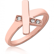 ROSE GOLD PVD COATED SURGICAL STEEL JEWELLED RING