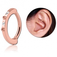 ROSE GOLD PVD COATED SURGICAL STEEL JEWELLED ROOK CLICKER - SPIKES
