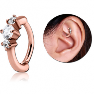 ROSE GOLD PVD COATED SURGICAL STEEL PRONG SET JEWELLED ROOK CLICKER PIERCING