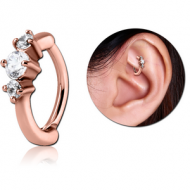 ROSE GOLD PVD COATED SURGICAL STEEL PRONG SET JEWELLED ROOK CLICKER