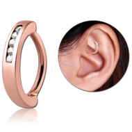 ROSE GOLD PVD COATED SURGICAL STEEL JEWELLED ROOK CLICKER