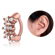 ROSE GOLD PVD COATED SURGICAL STEEL JEWELLED ROOK CLICKER - FILIGREE