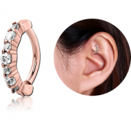 ROSE GOLD PVD COATED SURGICAL STEEL PRONG SET JEWELLED ROOK CLICKER