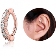 ROSE GOLD PVD COATED SURGICAL STEEL PRONG SET JEWELLED ROOK CLICKER PIERCING