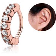 ROSE GOLD PVD COATED SURGICAL STEEL PRONG SET CRYSTAL JEWELLED ROOK CLICKER
