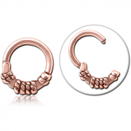 ROSE GOLD PVD COATED SURGICAL STEEL HINGED SEGMENT CLICKER PIERCING