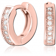 ROSE GOLD PVD COATED SURGICAL STEEL JEWELLED HUGGIES PAIR