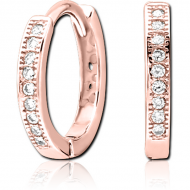 ROSE GOLD PVD COATED SURGICAL STEEL JEWELLED HUGGIES PAIR