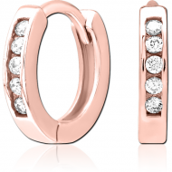 ROSE GOLD PVD COATED SURGICAL STEEL JEWELLED HUGGIES PAIR