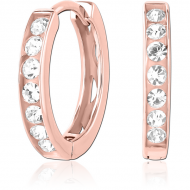 ROSE GOLD PVD COATED SURGICAL STEEL JEWELLED HUGGIES PAIR