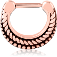ROSE GOLD PVD COATED SURGICAL STEEL HINGED SEPTUM CLICKER RING PIERCING