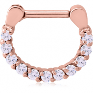 ROSE GOLD PVD COATED SURGICAL STEEL ROUND PRONG SET JEWELLED HINGED SEPTUM