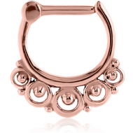 ROSE GOLD PVD COATED SURGICAL STEEL HINGED SEPTUM CLICKER PIERCING