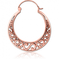 ROSE GOLD PVD COATED SURGICAL STEEL HOOP EARRING FOR TUNNEL