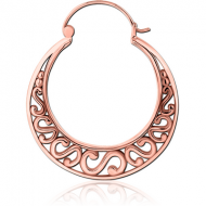 ROSE GOLD PVD COATED SURGICAL STEEL HOOP EARRING FOR TUNNEL PIERCING