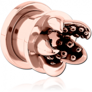 ROSE GOLD PVD COATED STAINLESS STEEL THREADED TUNNEL WITH SURGICAL STEEL TOP PIERCING