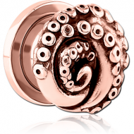ROSE GOLD PVD COATED STAINLESS STEEL THREADED TUNNEL WITH SURGICAL STEEL TOP