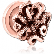 ROSE GOLD PVD COATED STAINLESS STEEL THREADED TUNNEL WITH SURGICAL STEEL TOP PIERCING