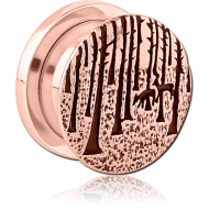 ROSE GOLD PVD COATED STAINLESS STEEL THREADED TUNNEL WITH SURGICAL STEEL TOP PIERCING