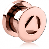 ROSE GOLD PVD COATED SURGICAL STEEL THREADED TUNNEL - TRIANGLE