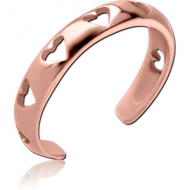 ROSE GOLD PVD COATED SURGICAL STEEL TOE RING - HEARTS