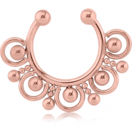 ROSE GOLD PVD COATED SURGICAL STEEL FAKE SEPTUM RING - 17 BALLS PIERCING