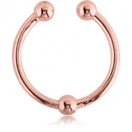 ROSE GOLD PVD COATED SURGICAL STEEL FAKE SEPTUM RING - MIDDLE BALL PIERCING