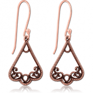 STERLING SILVER 925 ROSE GOLD PVD COATED EARRINGS PAIR - FILIGREE