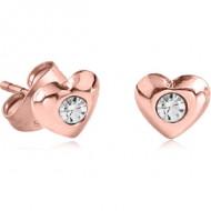 STERLING SILVER 925 ROSE GOLD PVD COATED JEWELLED EAR STUDS PAIR - HAERT