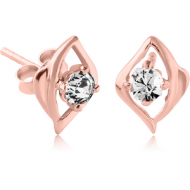 STERLING SILVER 925 ROSE GOLD PVD COATED JEWELLED EAR STUDS PAIR