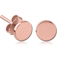 STERLING SILVER 925 ROSE GOLD PVD COATED EAR STUDS PAIR - CIRCLE