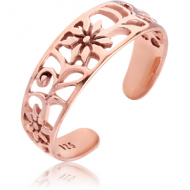 STERLING SILVER 925 ROSE GOLD PVD COATED TOE RING - FLOWERS