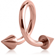 ROSE GOLD PVD COATED SURGICAL STEEL BODY SPIRAL WITH CONES PIERCING