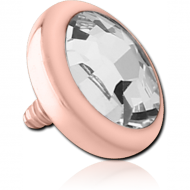 ROSE GOLD PVD COATED TITANIUM HIGH END CRYSTAL JEWELLED DISC FOR 1.2MM INTERNALLY THREADED PINS PIERCING