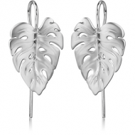 STERLING SILVER 925 RHODIUM PLATED EARRINGS PAIR - LEAF