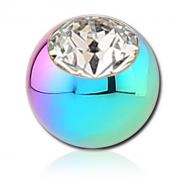 RAINBOW PVD COATED SURGICAL STEEL SWAROVSKI CRYSTAL JEWELLED MICRO BALL PIERCING