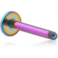 RAINBOW PVD COATED SURGICAL STEEL LABRET PIN PIERCING